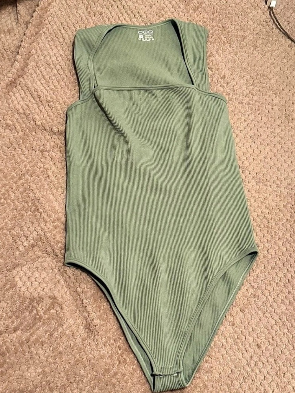 OQQ Ribbed One-Piece Bodysuit in Green Size XXL